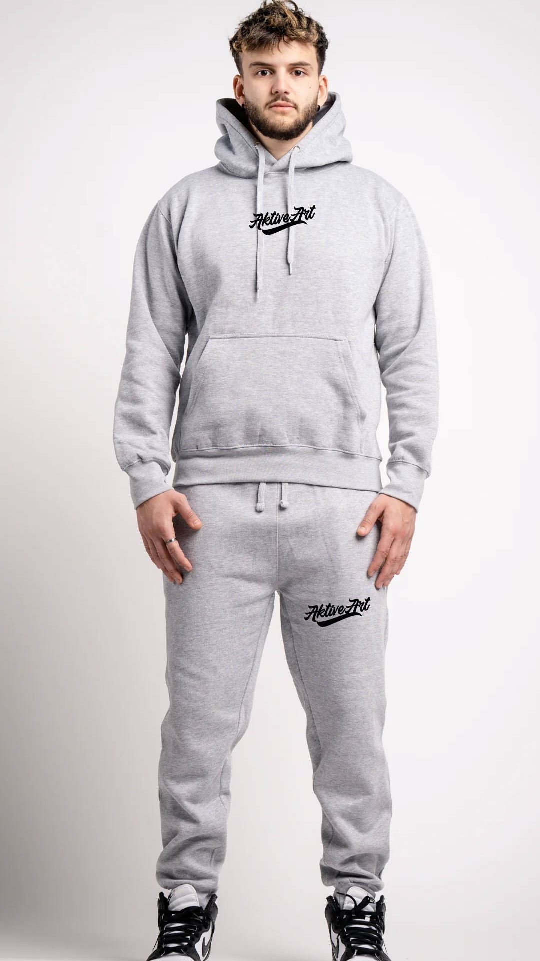 "AKTIVE LOGO" FLEECE SWEATSUIT (BLACK/GREY)