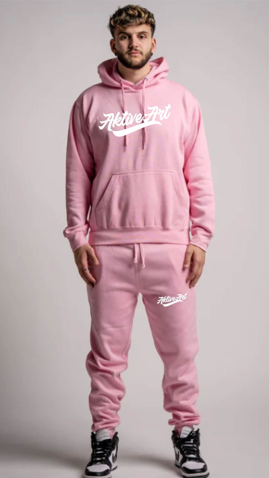 "AKTIVE LOGO" FLEECE SWEATSUIT (WHITE/PINK)