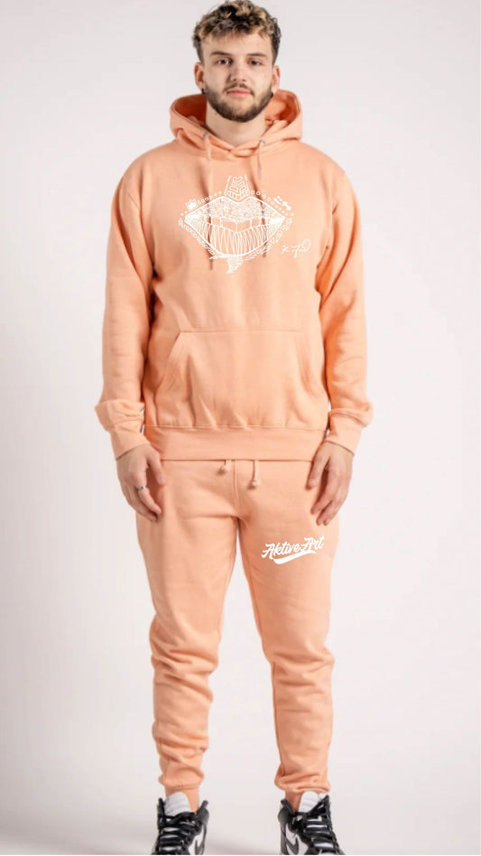 "LIPZ" FLEECE SWEATSUIT (PEACH)